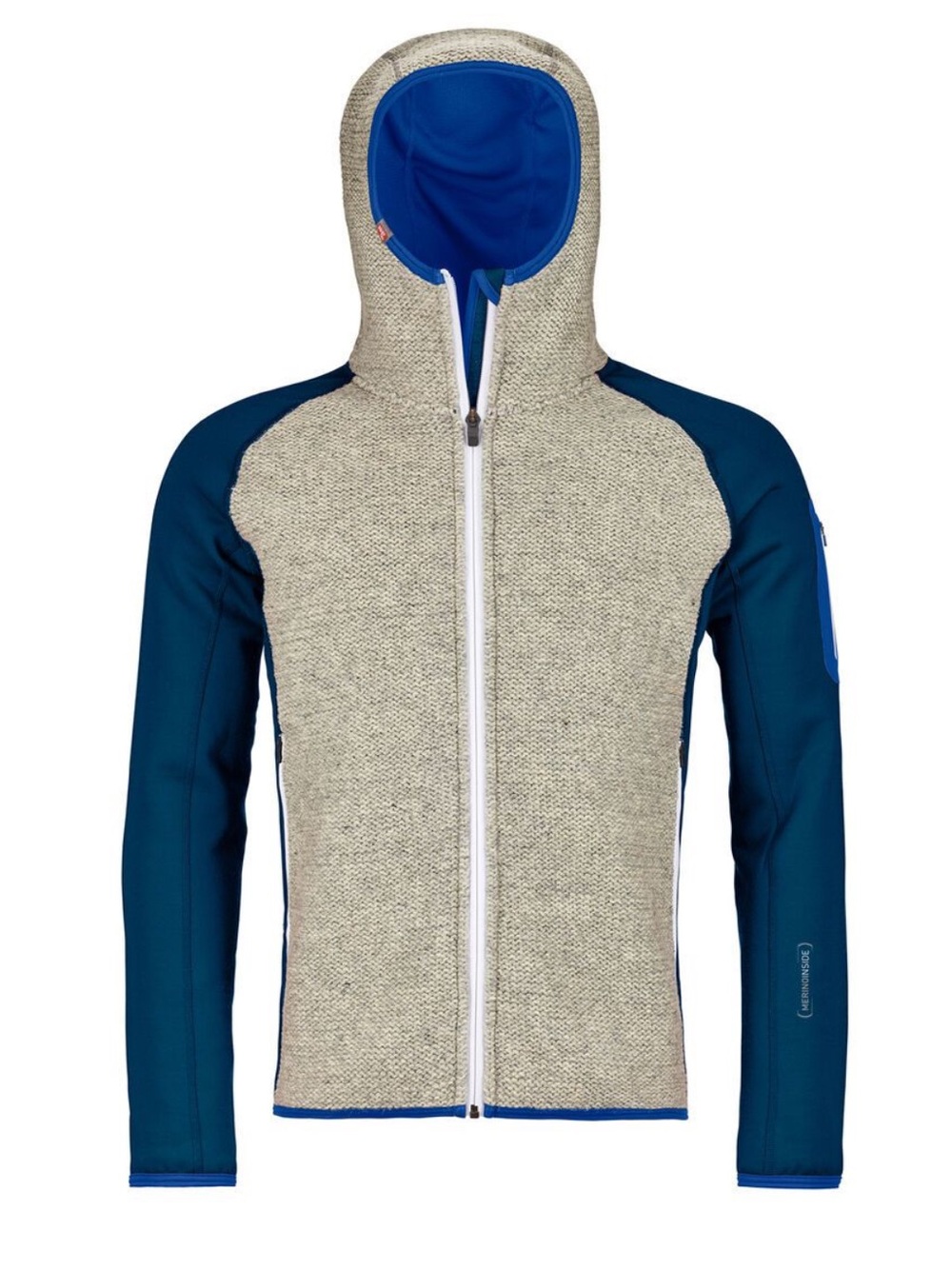 Ortovox merino fleece plus classic knit hoody petrol blue sweatshirt zip up NWOT